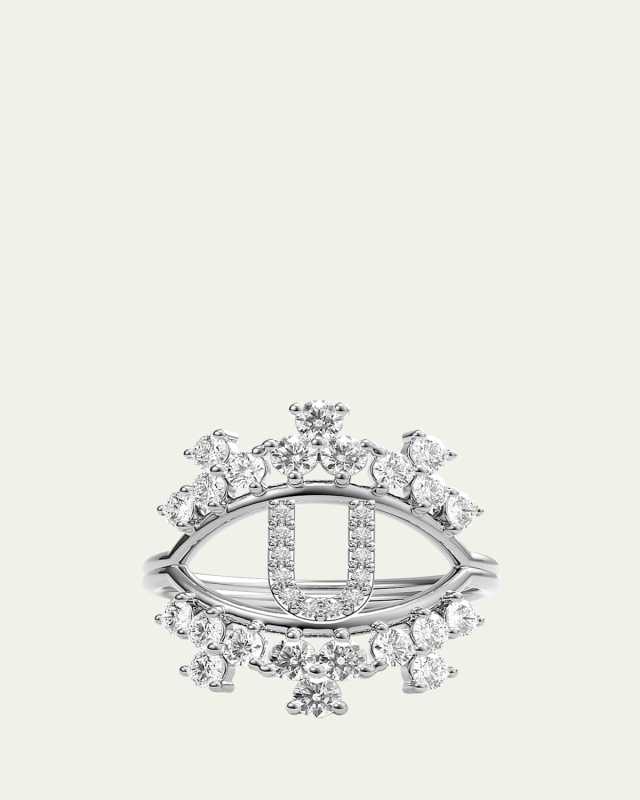 Sara 18K White Gold Diamond Ring, Letter
